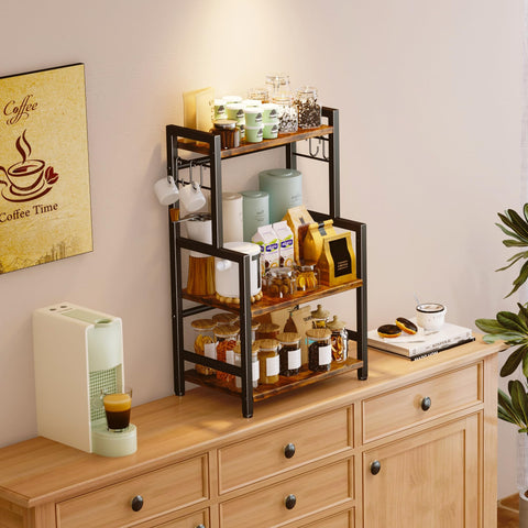 Homeiju 3-tier spice rack bottom shelf maximizing storage space.