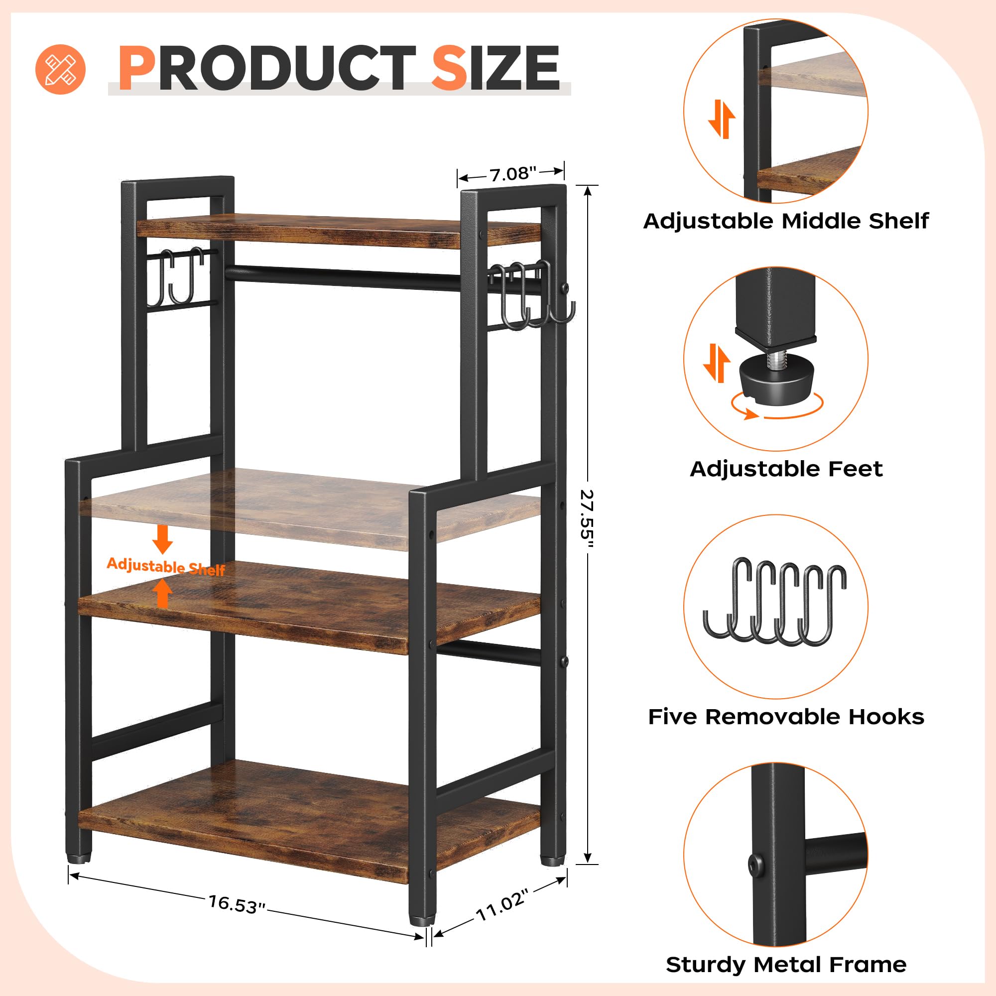 Homeiju adjustable feet keep the shelf stable on uneven counters.