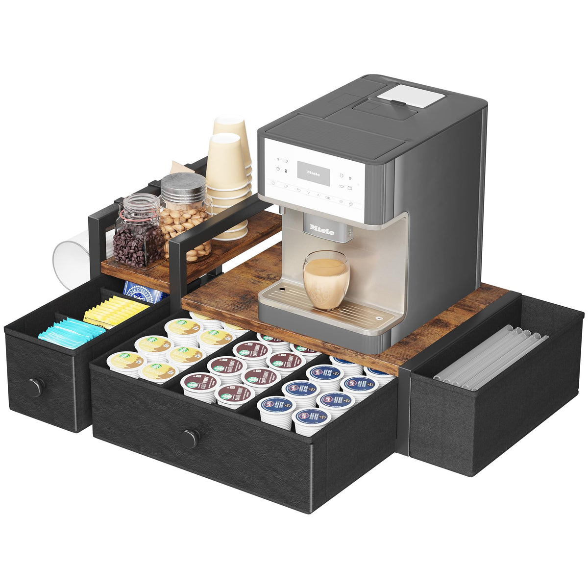 Homeiju coffee pod drawers organize K-Cups by flavor for quick access