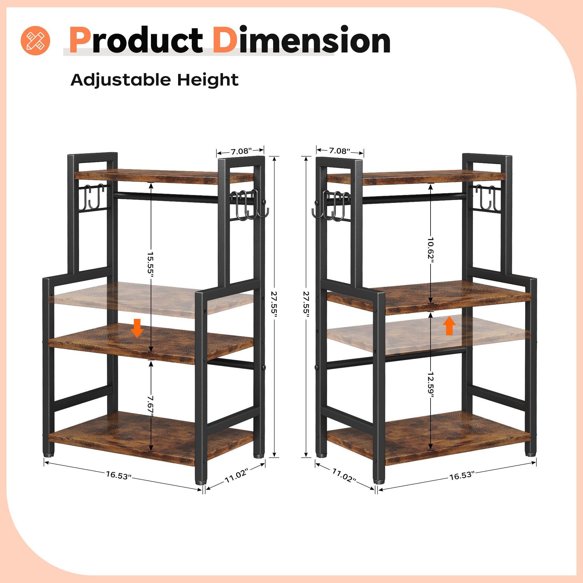 Homeiju desk organizer with 5 hooks for added hanging storage.