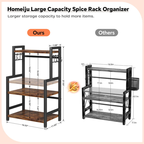 Homeiju spice rack keeps bottles organized and within reach.