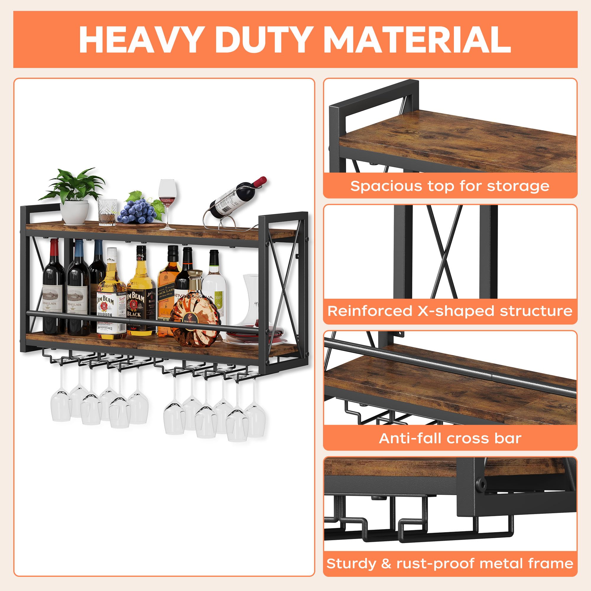 Homeiju wall-mounted wine display suitable for bar or pantry storage.