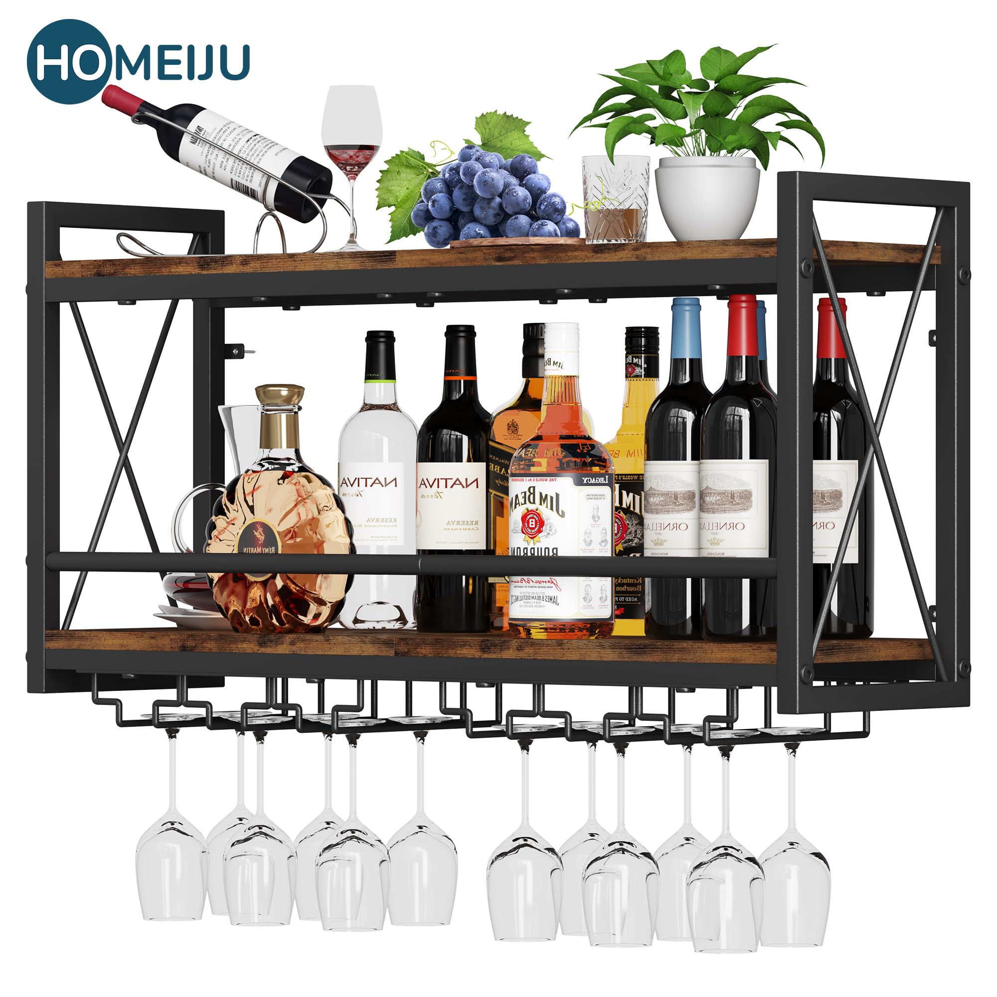 Homeiju wall-mounted wine rack decorative unit for home bars.