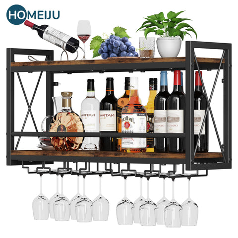Homeiju wall-mounted wine rack decorative unit for home bars.