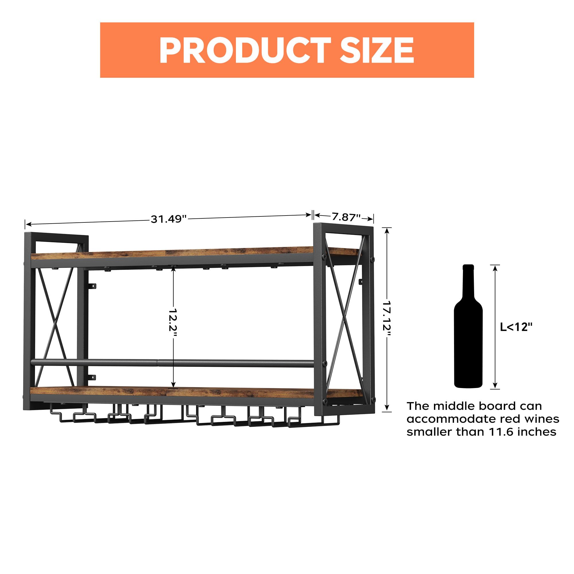 Homeiju wood-metal rack providing wine storage for living room setup.