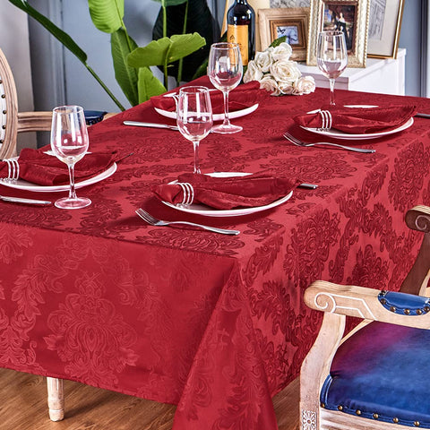HomeJoy easy-clean tablecloth in red, damp cloth wipe cleanup