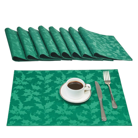 HomeJoy jacquard floral placemat in dark green with spill protection