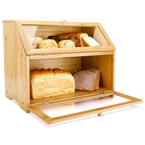 HOMEKOKO bread box window view helps monitor freshness at a glance.