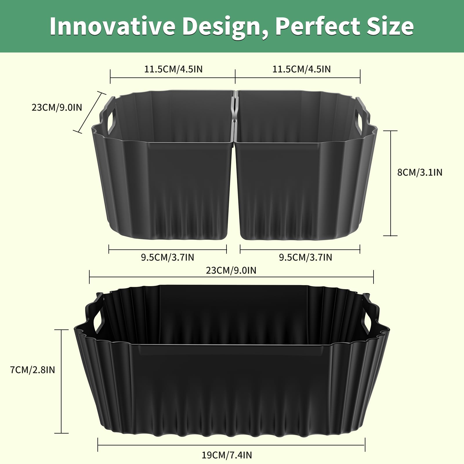 HOMELYLIFE Cosori 6qt square silicone liner, non-stick and heat resistant