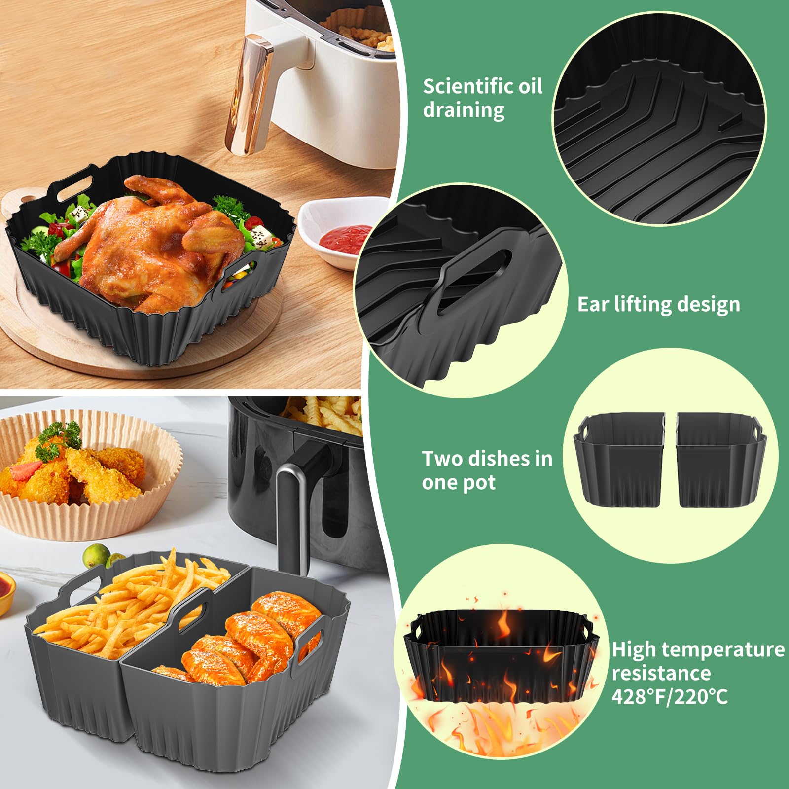 HOMELYLIFE Instant Pot 5qt-8qt square liner, BPA-free and dishwasher-safe