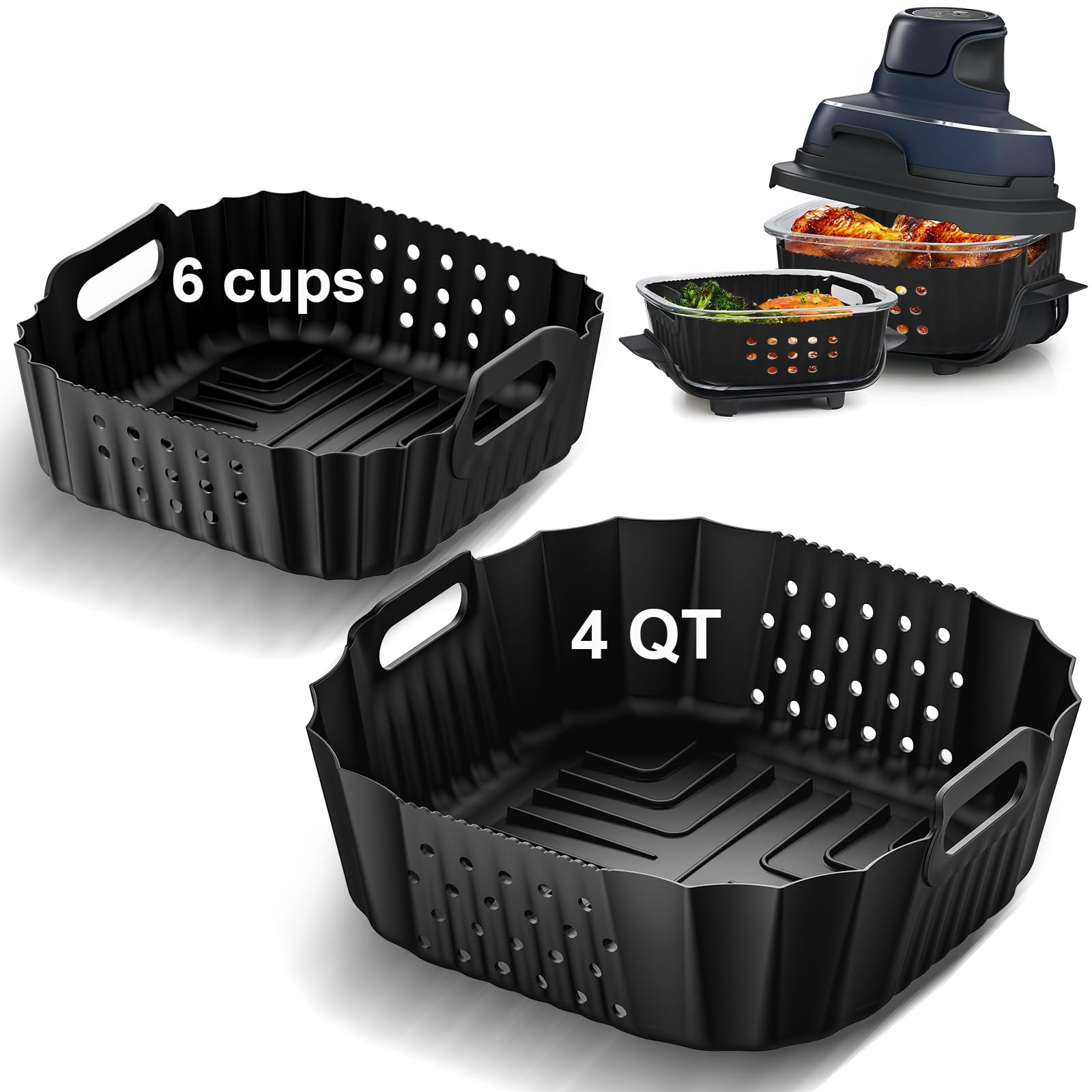 HOMELYLIFE Ninja Crispi large liner for 4 qt container improves airflow for even browning