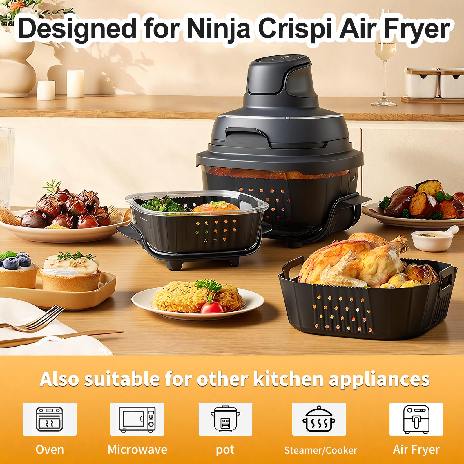 HOMELYLIFE Ninja Crispi small liner for 6 cups container eases cleanup and reuse