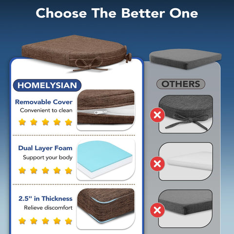HOMELYSIAN chair cushion detachable washable cover for easy cleaning.