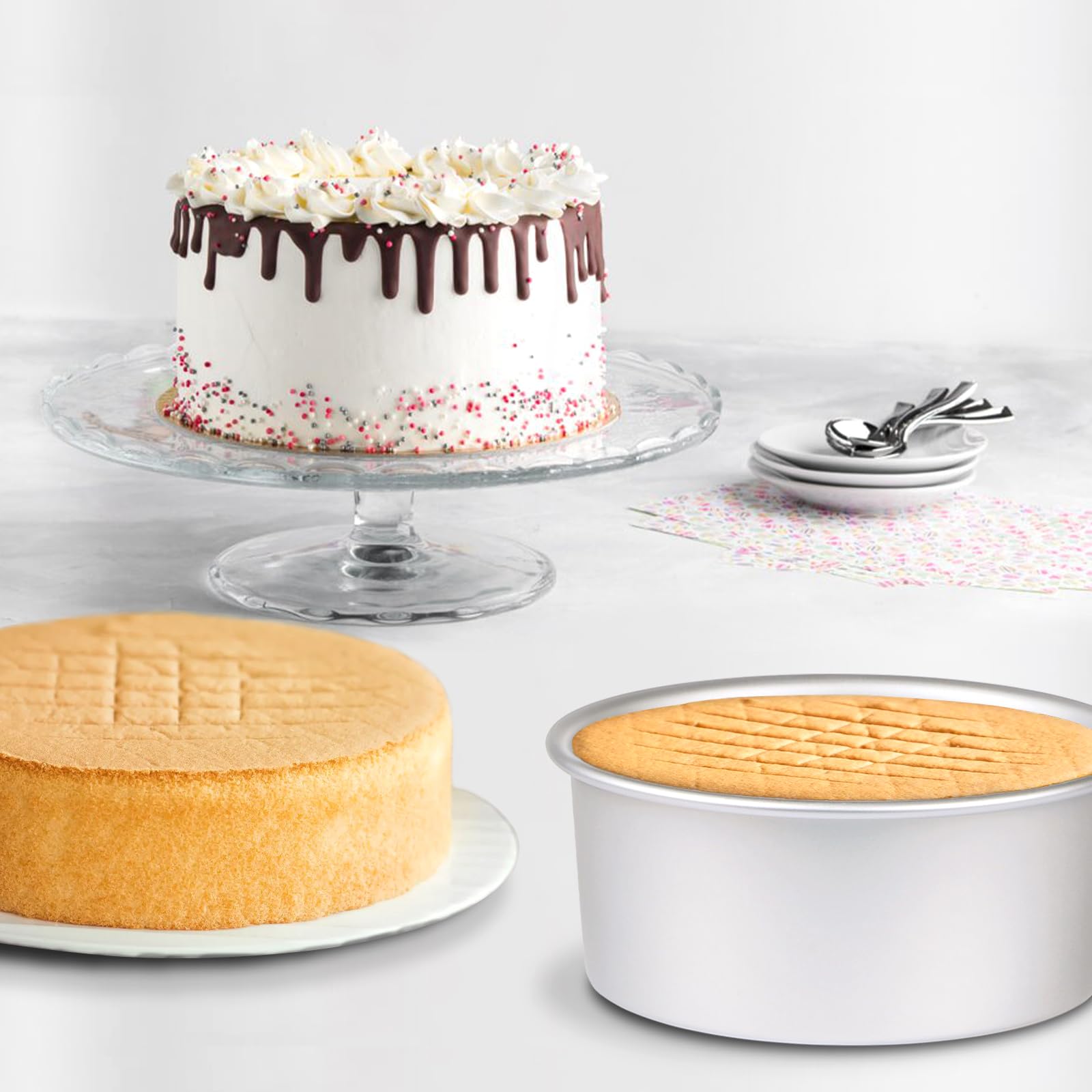 HomeMall durable aluminum cake pan offering even heat distribution.