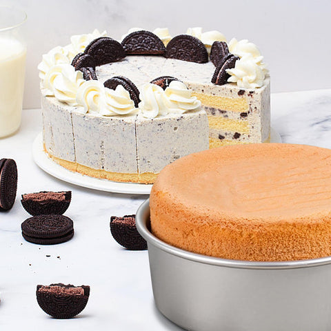 HomeMall round cake pan showing easy-release interior.