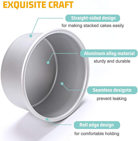 HomeMall straight-sided design pans shown for stacking and layered cakes.