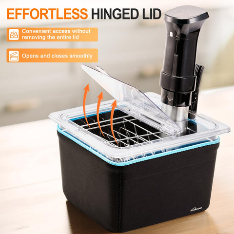 HOMENOTE collapsible hinged lid shown for easy refills while cooking
