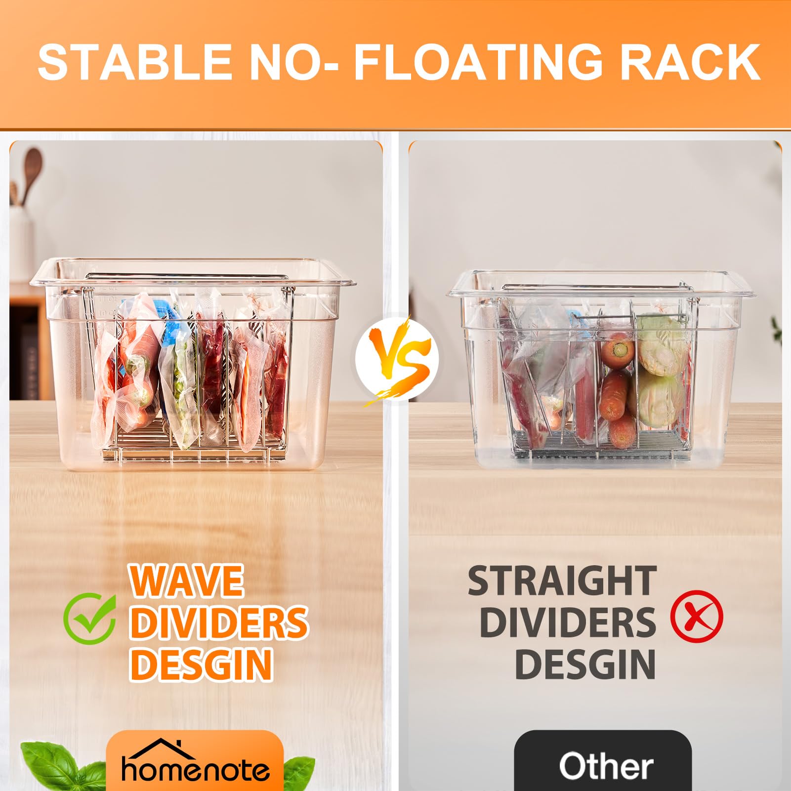 Homenote rack design elevates bags to improve water circulation