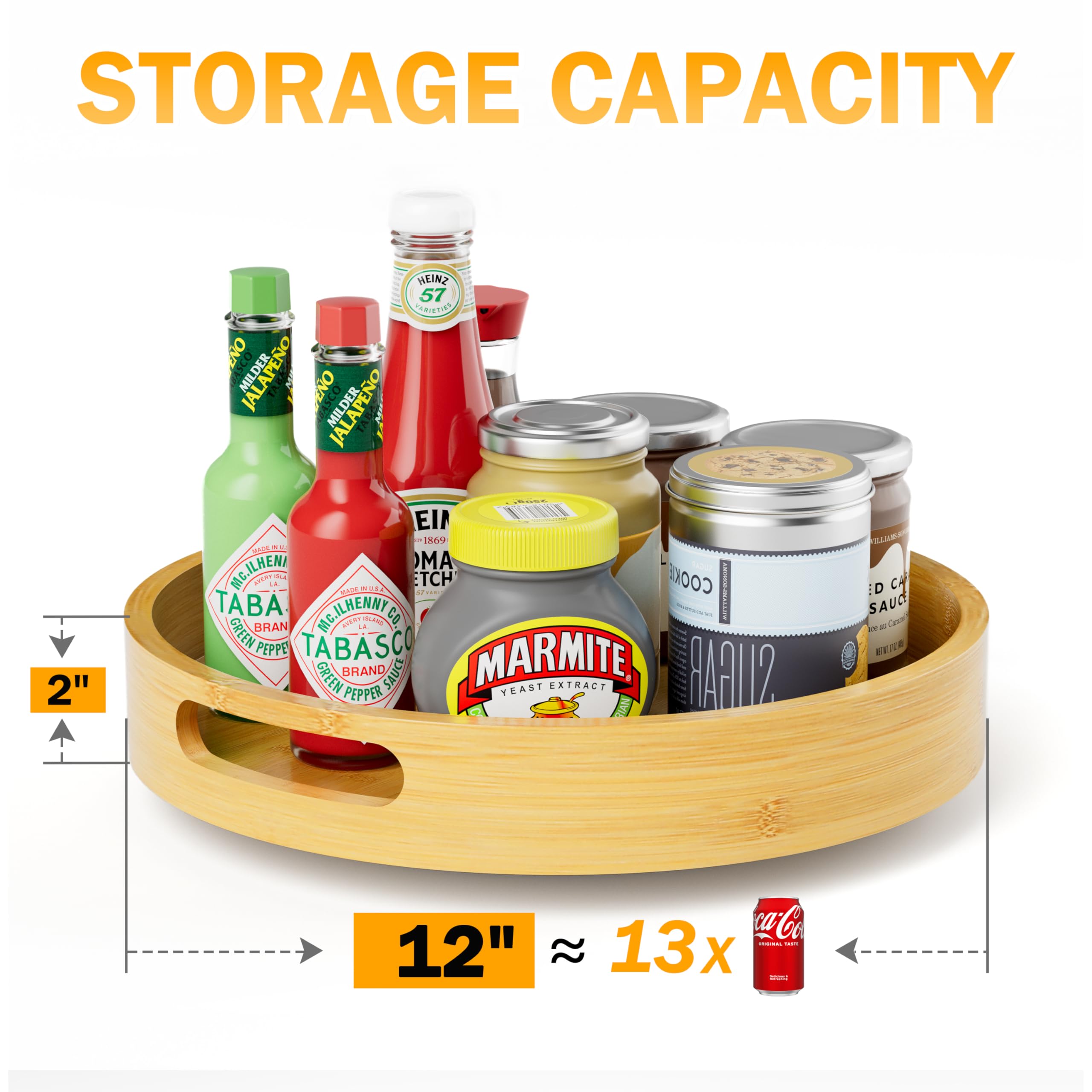 Homerays bamboo lazy susan cleans easily with a damp cloth after use