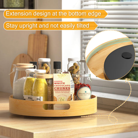 Homerays bamboo lazy susan open design reveals contents at a glance