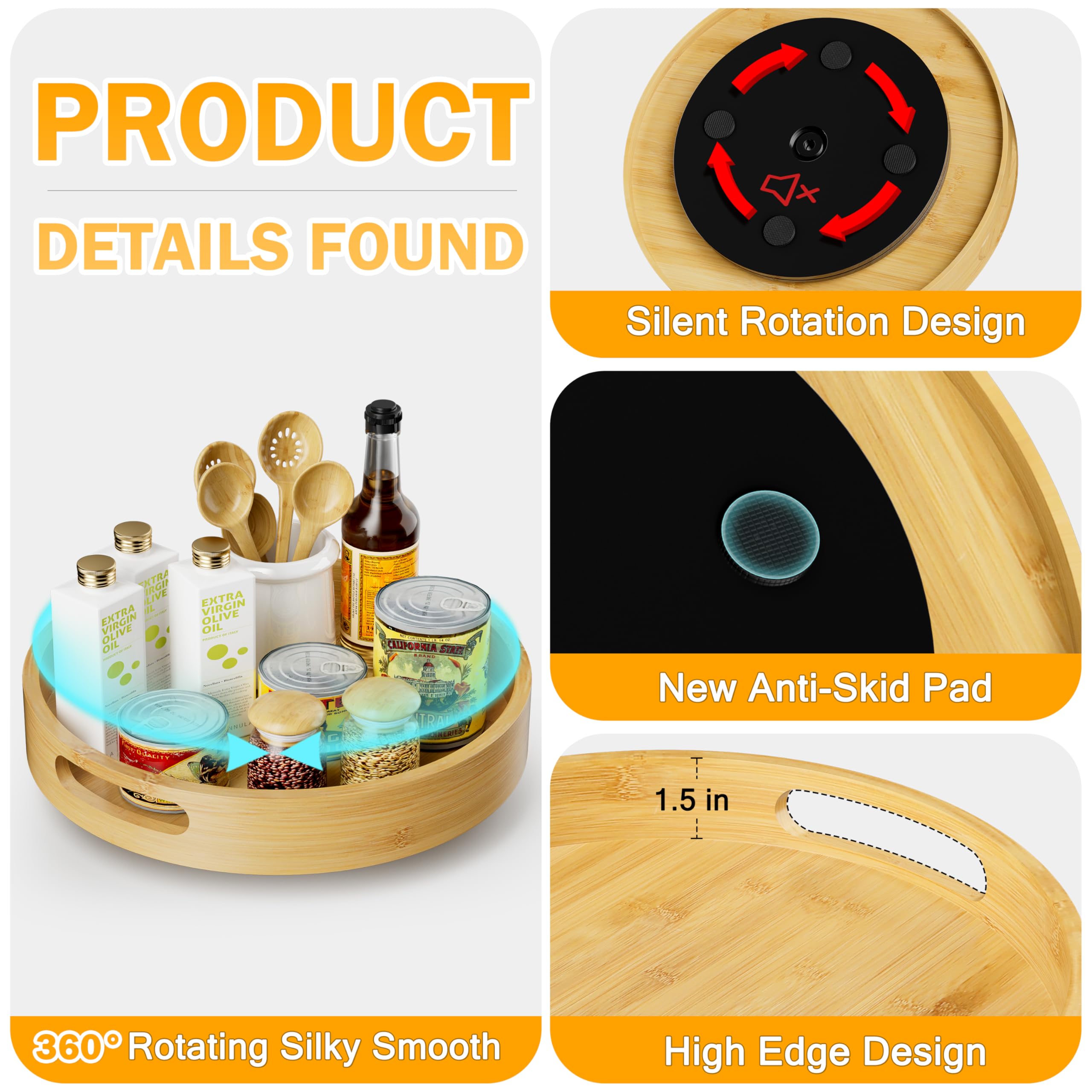 Homerays Lazy Susan ideal for refrigerators and countertops to organize daily essentials