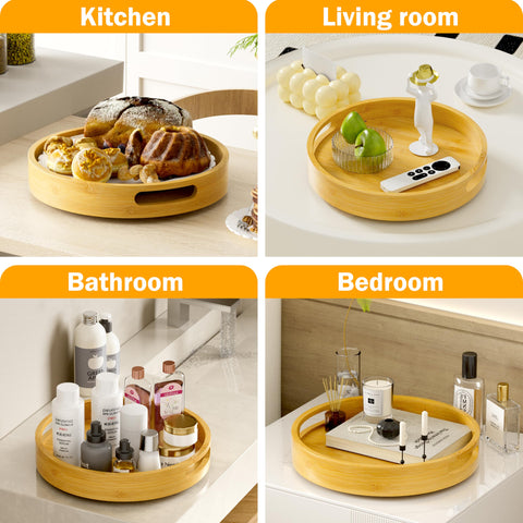 Homerays bamboo lazy susan fits kitchen cabinet corners for efficient storage