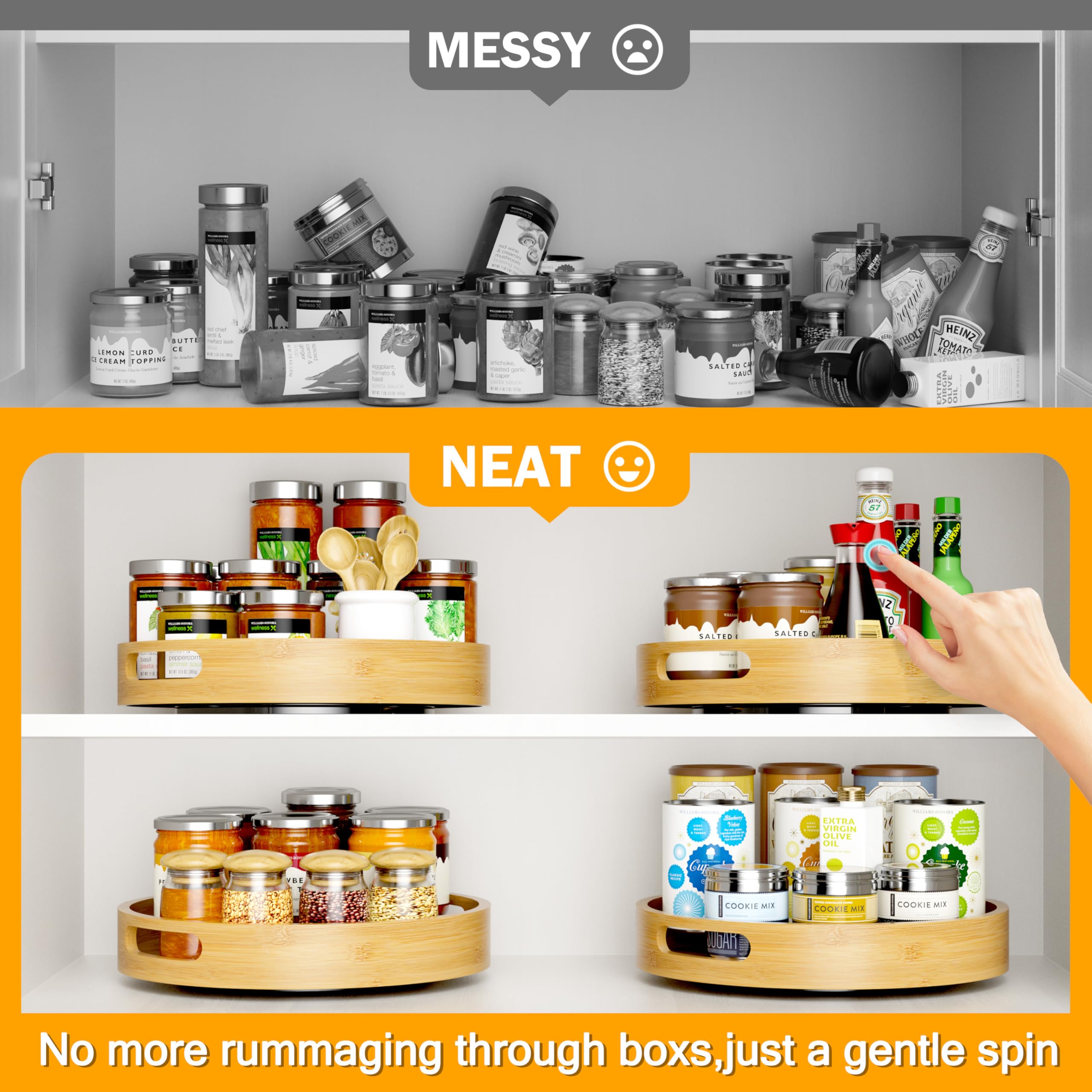 Homerays Lazy Susan raised edges prevent items from falling as you spin