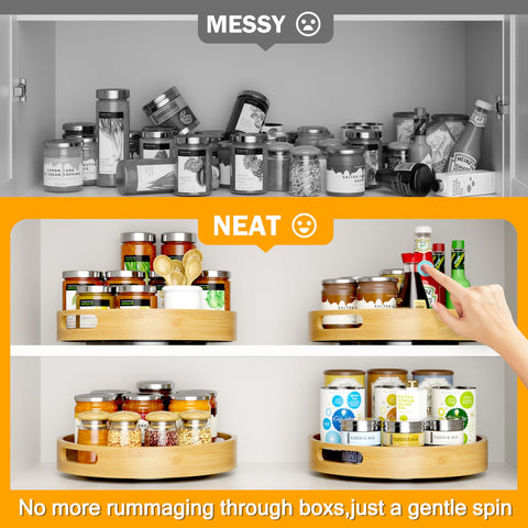 Homerays Lazy Susan raised edges prevent items from falling as you spin