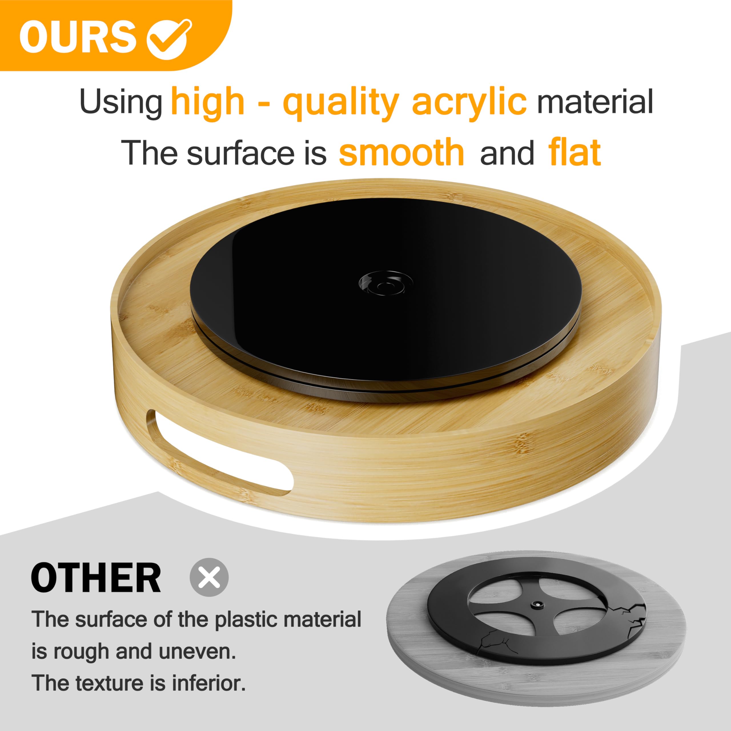 Homerays Lazy Susan side handles enable quick repositioning during cooking
