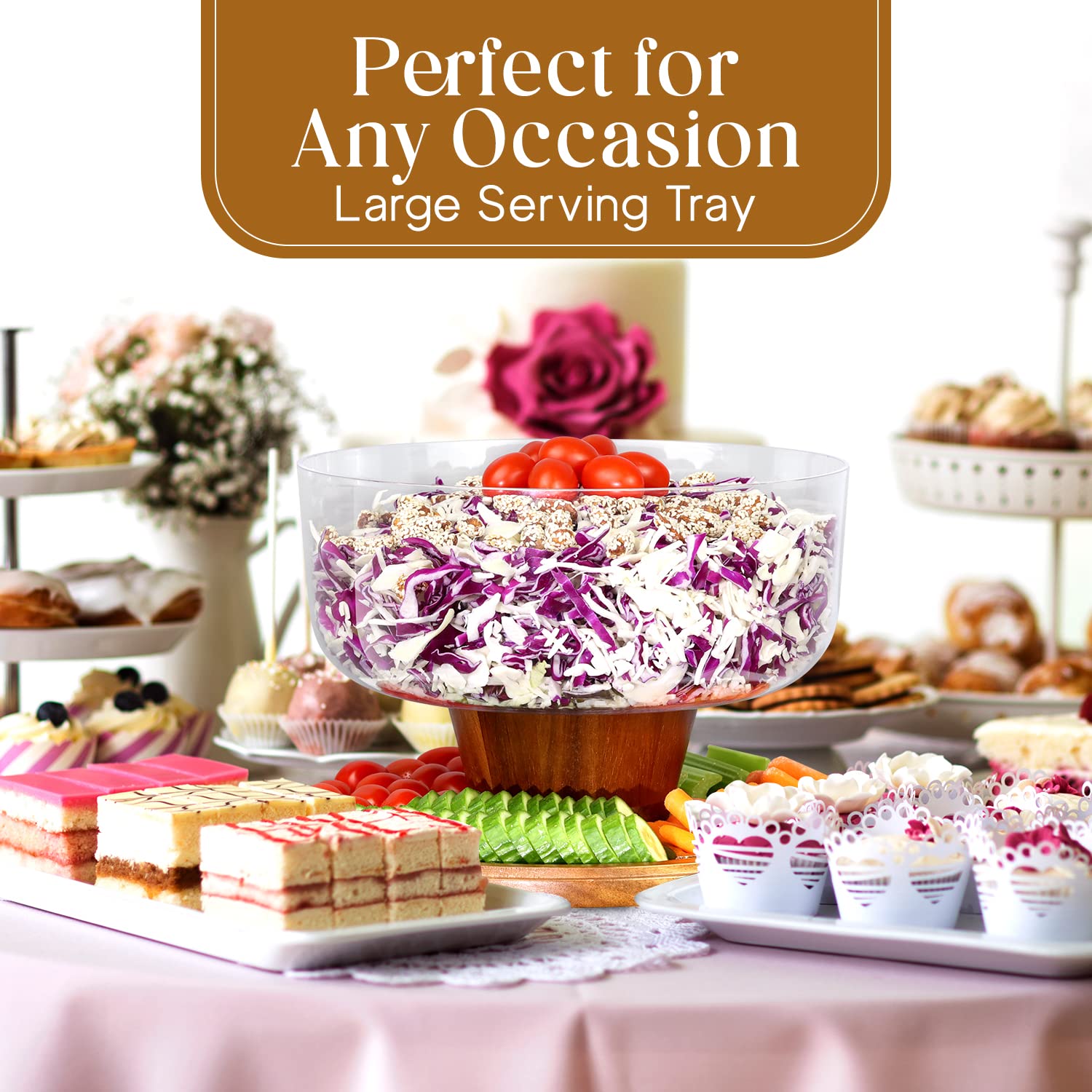 Homeries Acacia Wood Baking Goods Stand keeps treats organized during meals