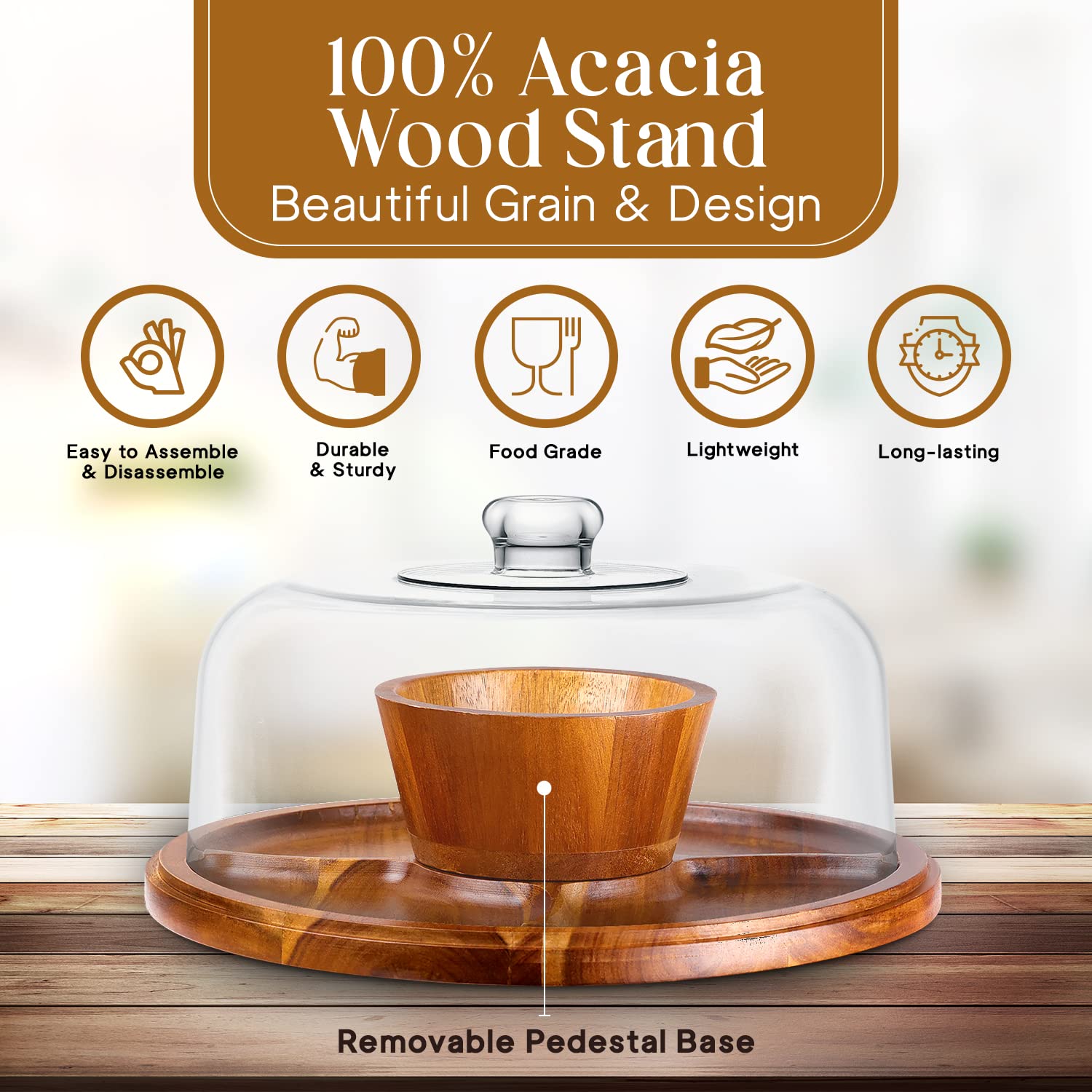 Homeries Acacia Wood Serving Platter 12in offers versatile use for buffets and gatherings