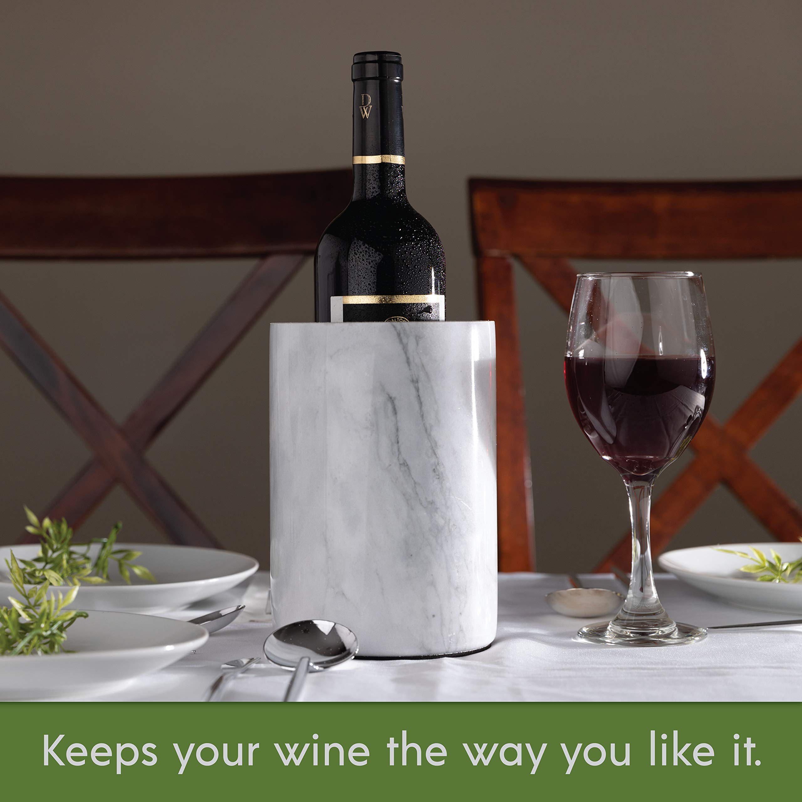 Homeries Marble Wine Chiller Bucket closeup marble texture rustic elegance