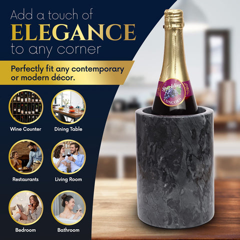 Homeries marble wine chiller bucket gray, paired with décor, doubles as a stylish vase or organizer.