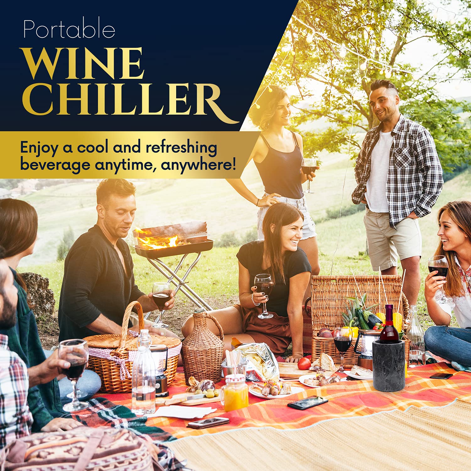 Homeries marble wine chiller bucket gray, includes inviting presence as a gift for wine lovers.
