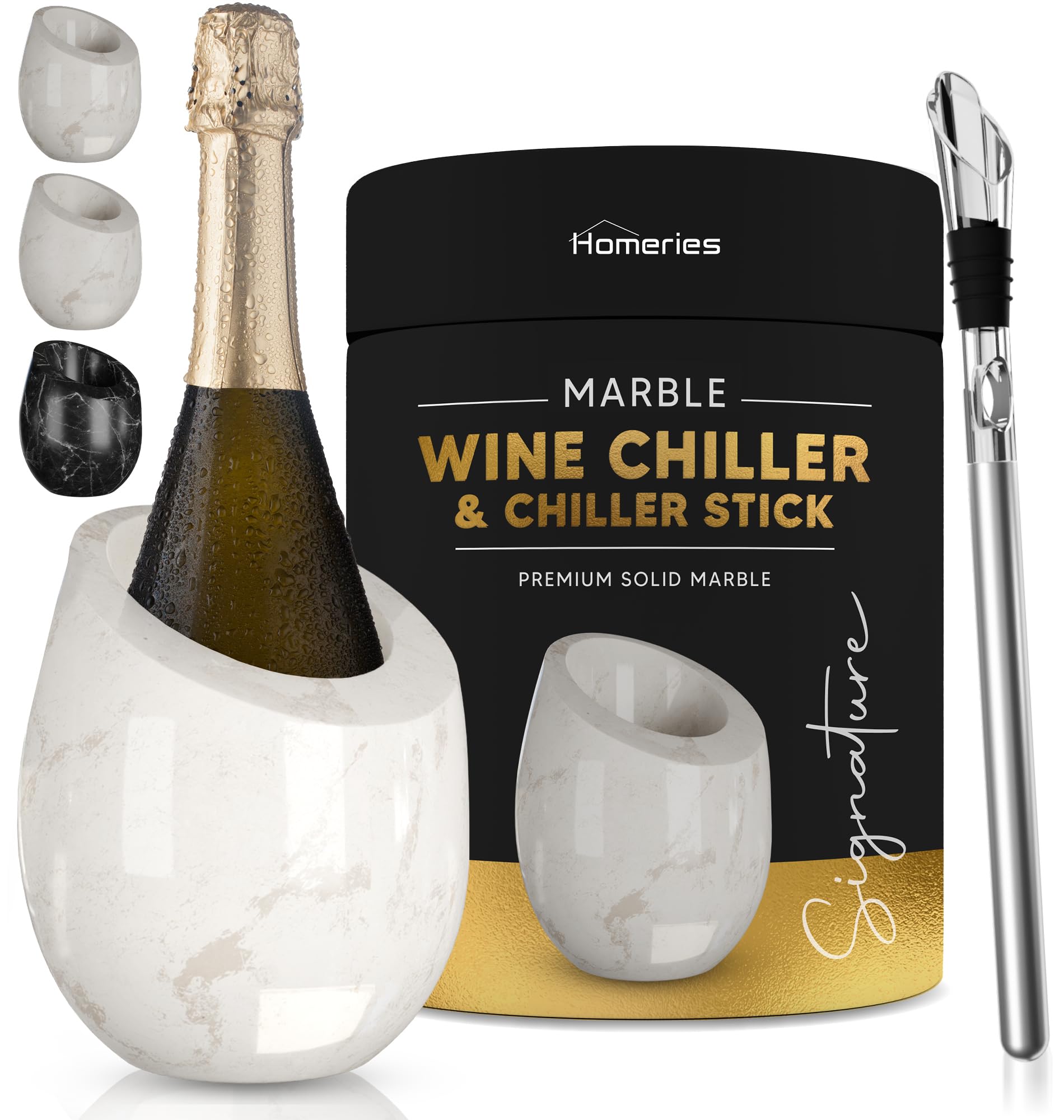 Homeries Marble Wine Chiller Bucket versatile use doubles as vase or utensil holder.