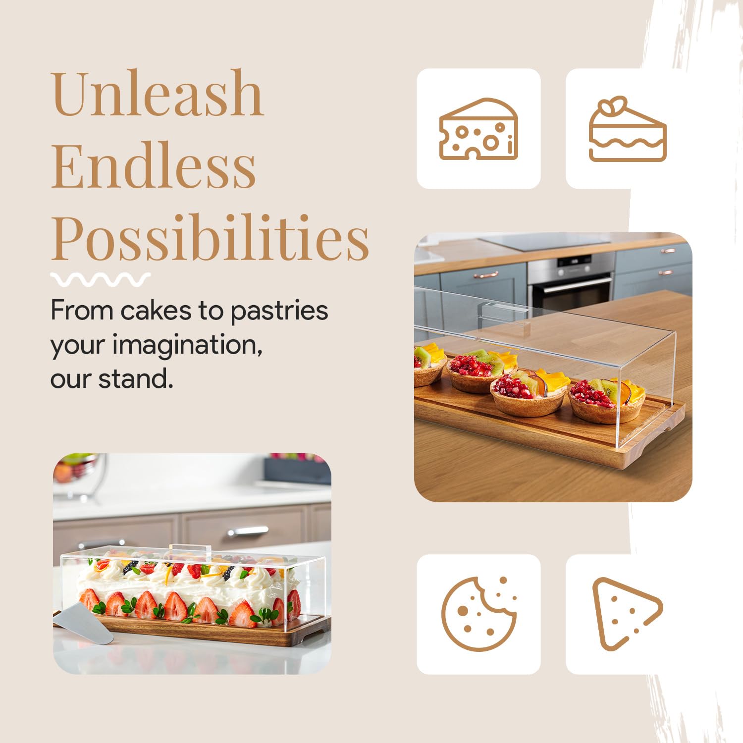HOMESPHERE serving platter with lid enhances display for pastries and bread.