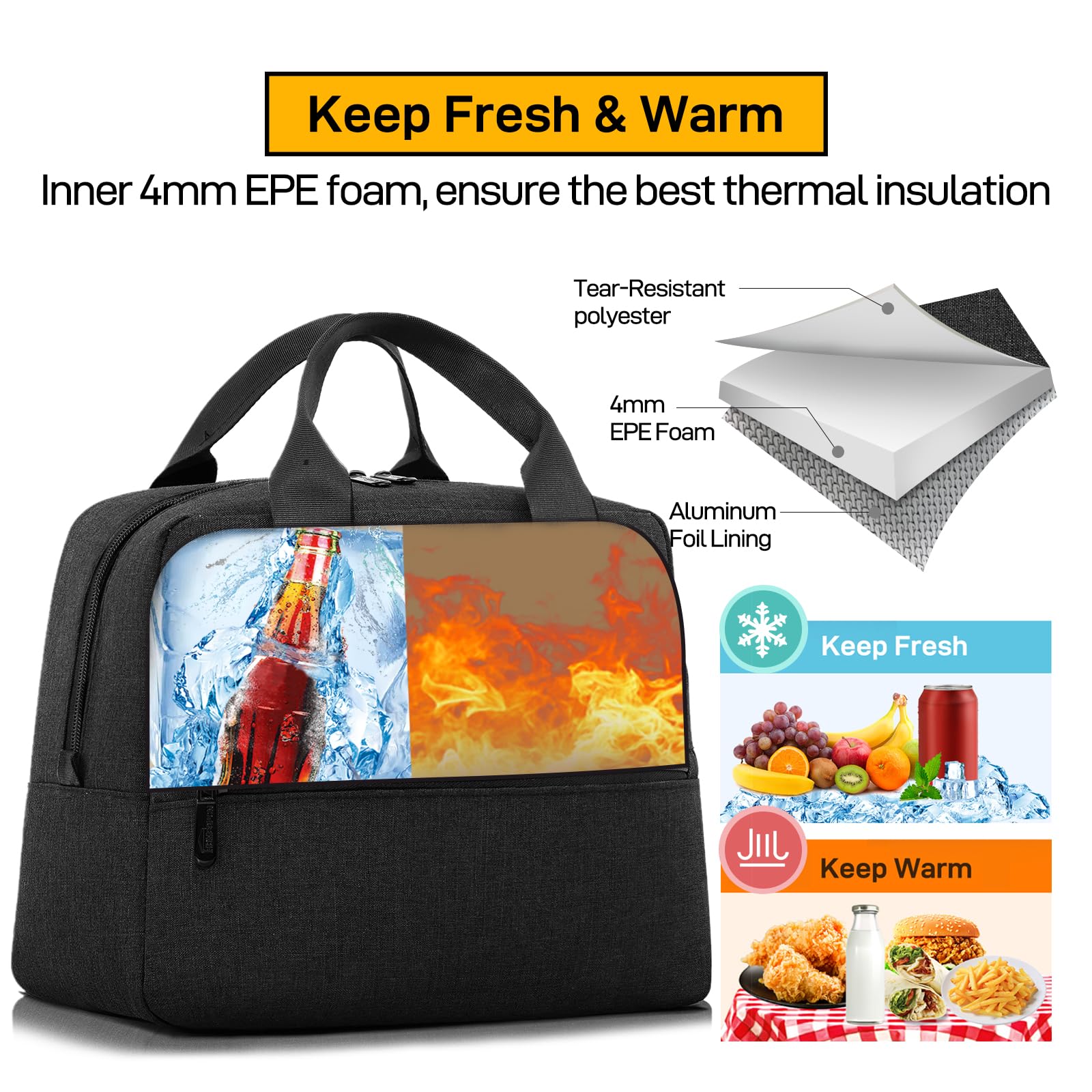 Homespon easy-clean liner allows quick wipe-down after meals