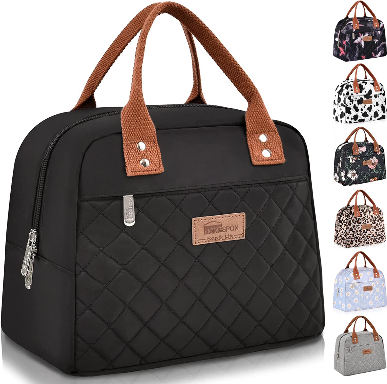 HOMESPON insulated lunch bag with front pocket for easy access to phone and cutlery