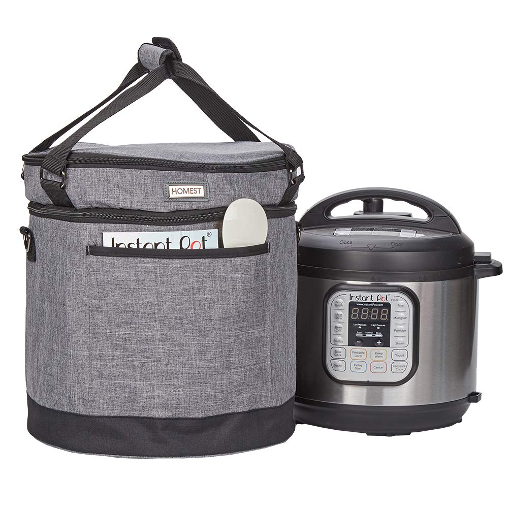 Homest 2-compartments carry bag secures 8-quart Instant Pot with lid storage.