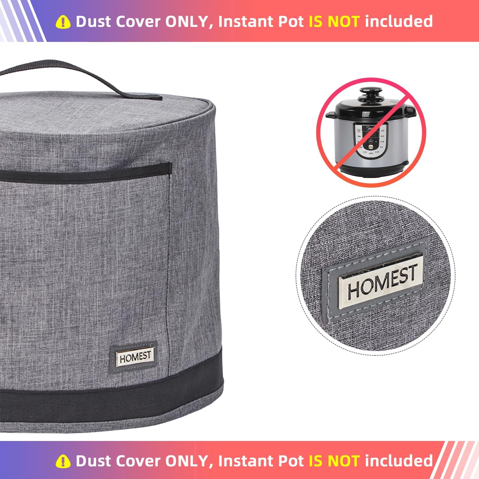 HOMEST dust cover protects your 6-quart Instant Pot from dust and grease.
