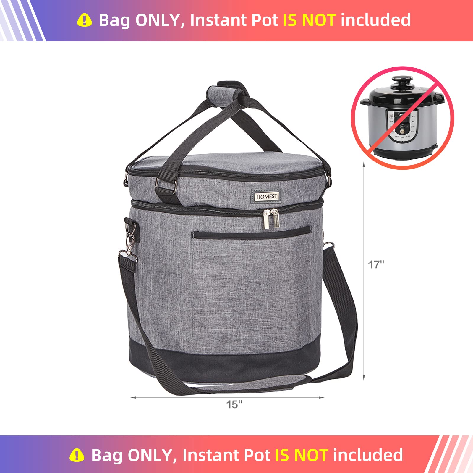 Homest bag fits 8-quart Instant Pot models snugly for travel.
