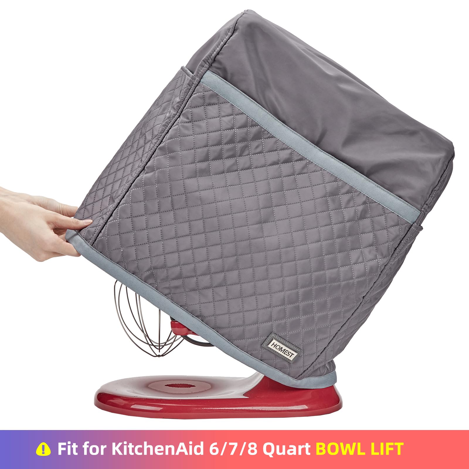 HOMEST quilted dust cover with pockets keeps manuals and tools organized.