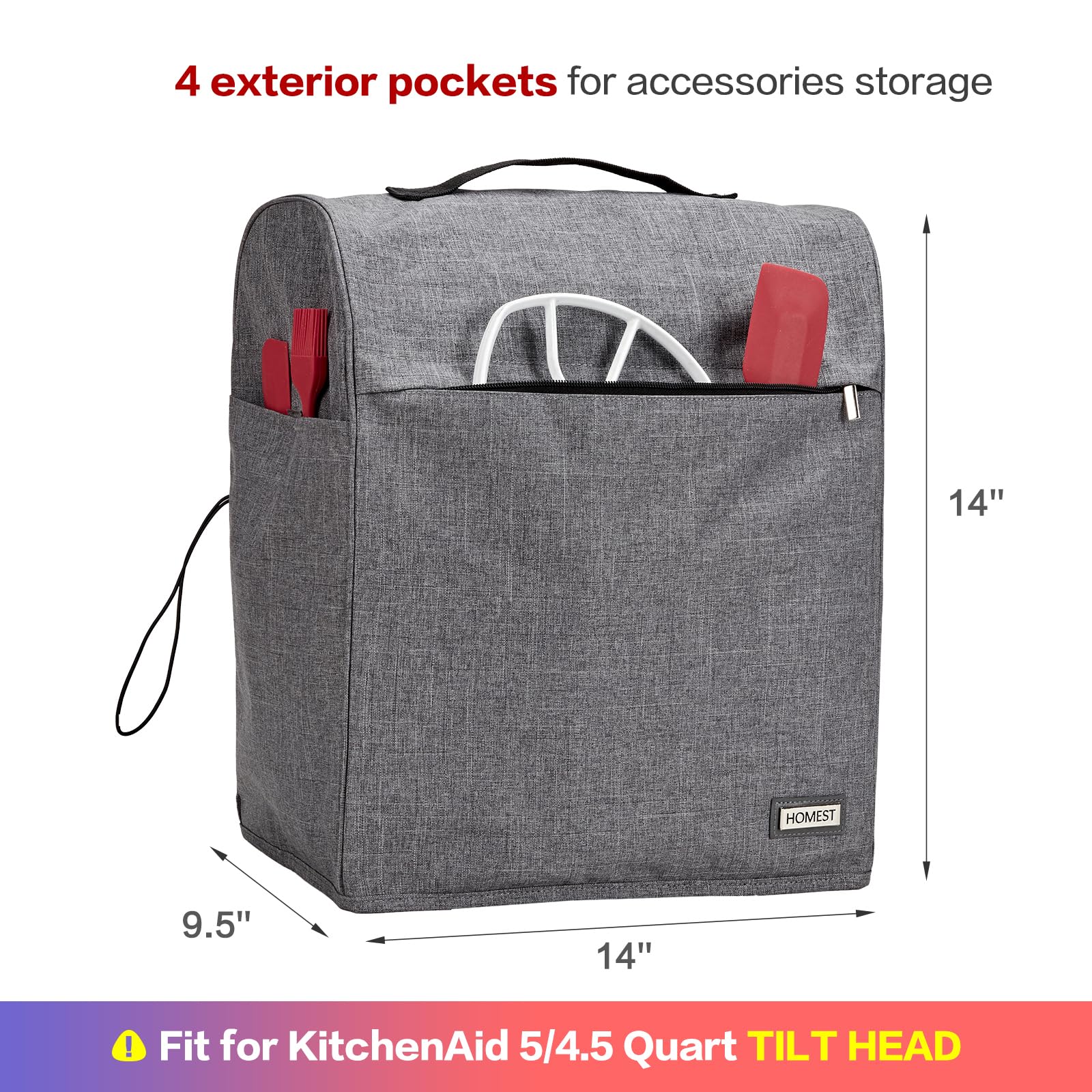 Soft padding and cotton-nylon lining protect your mixer’s surface and finish.