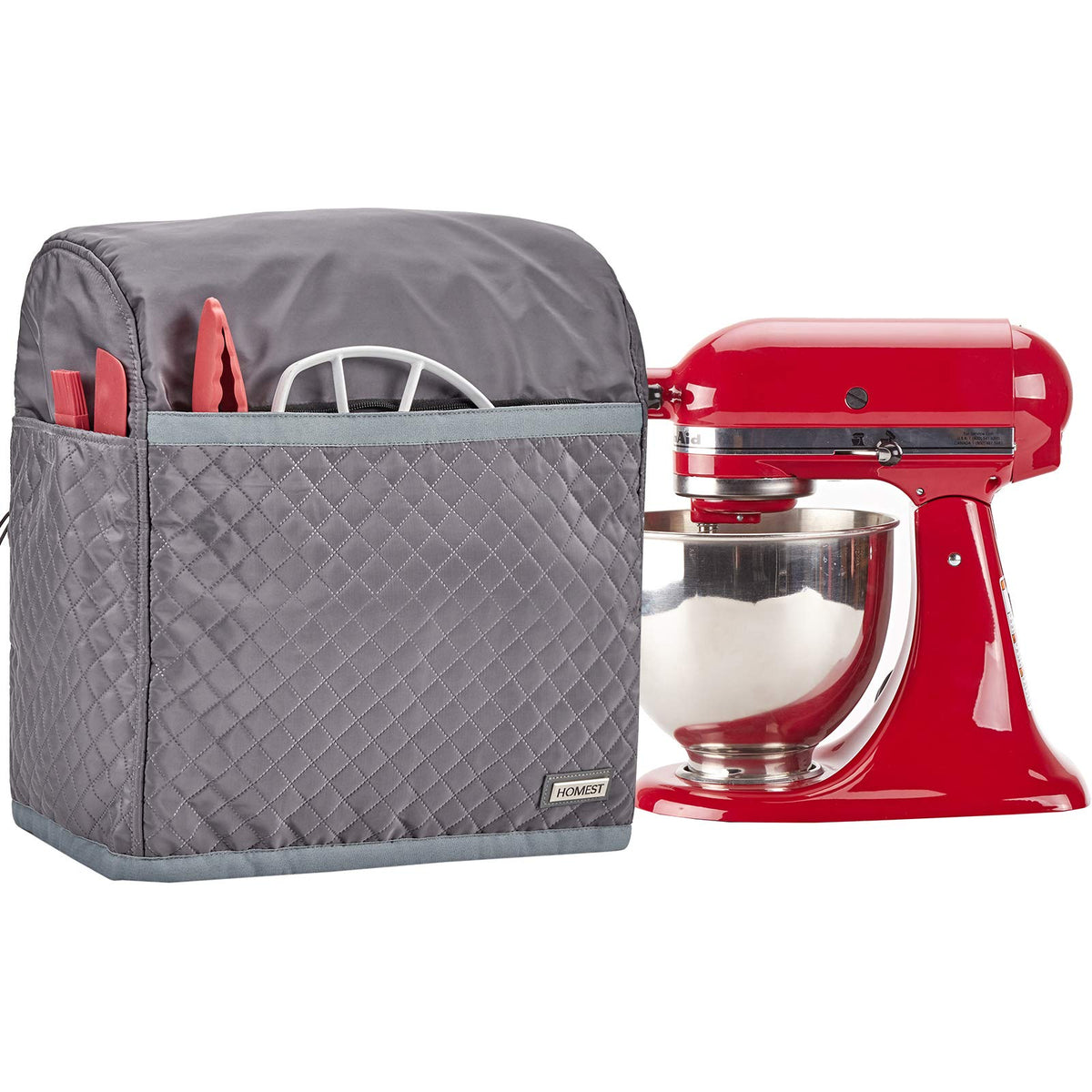 HOMEST quilted dust cover for stand mixers protects KitchenAid from dust