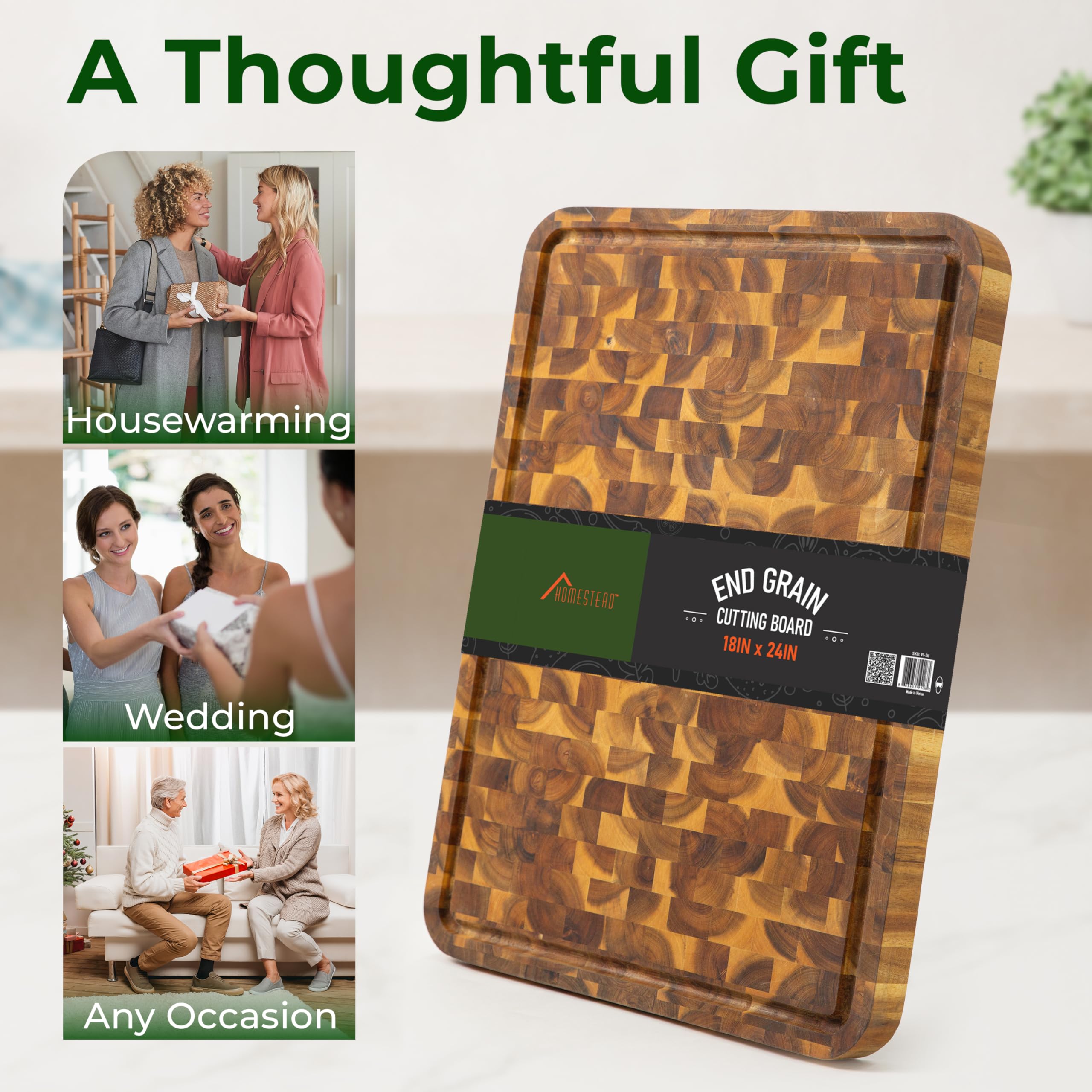 HOMESTEAD rich acacia grain adds warm, premium kitchen style