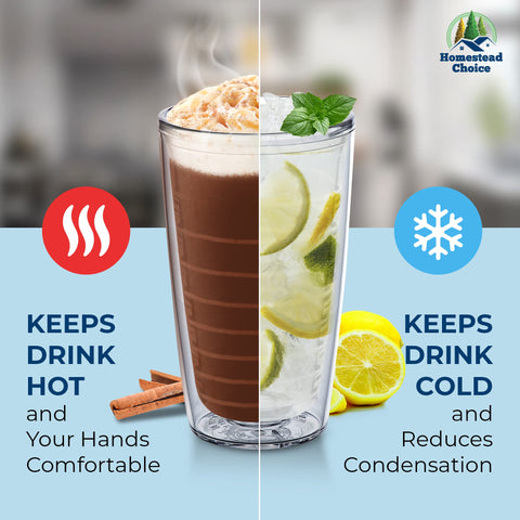 Homestead Choice sweat-proof tumbler easy to hold and safe from burns