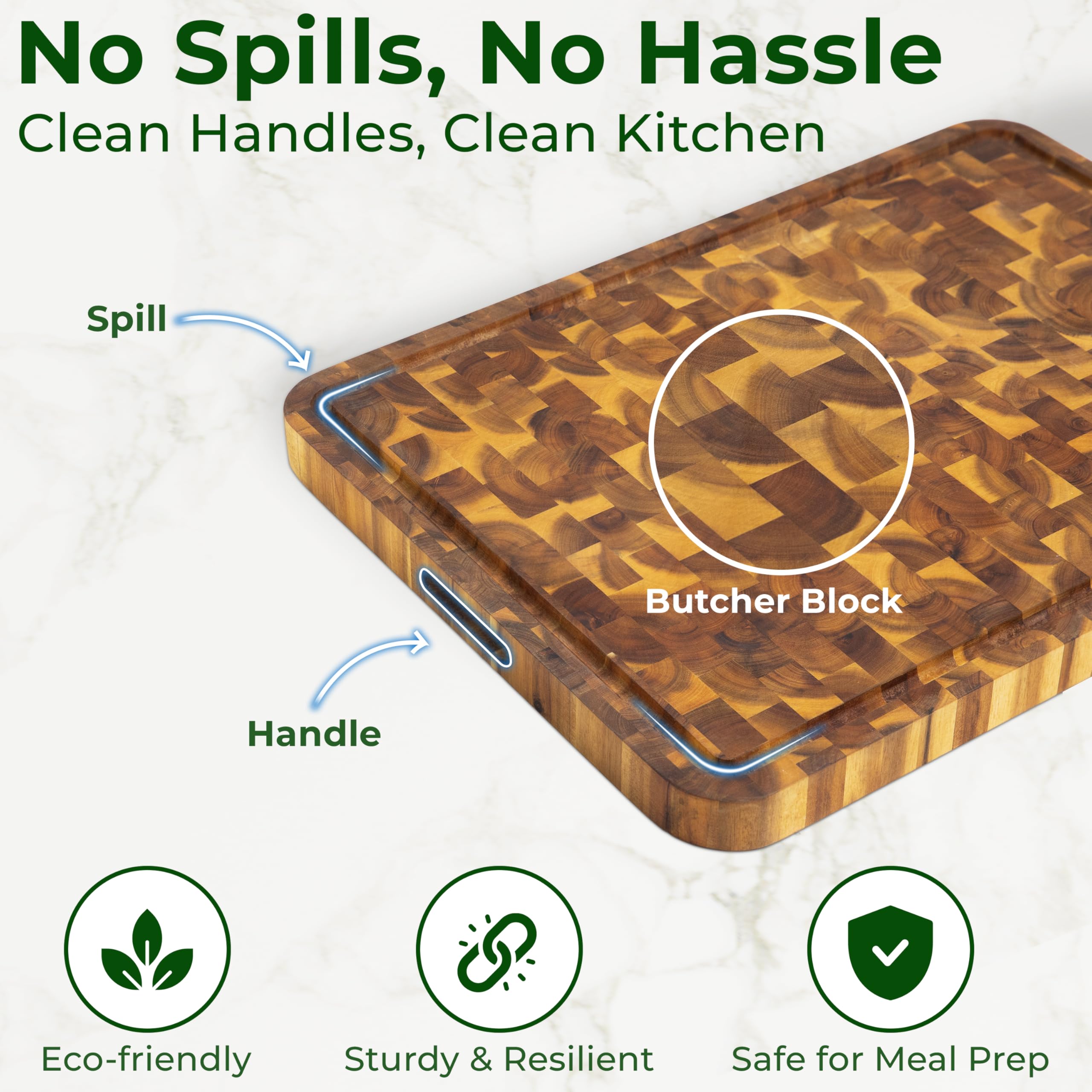 HOMESTEAD knife-friendly surface protects blades during chopping