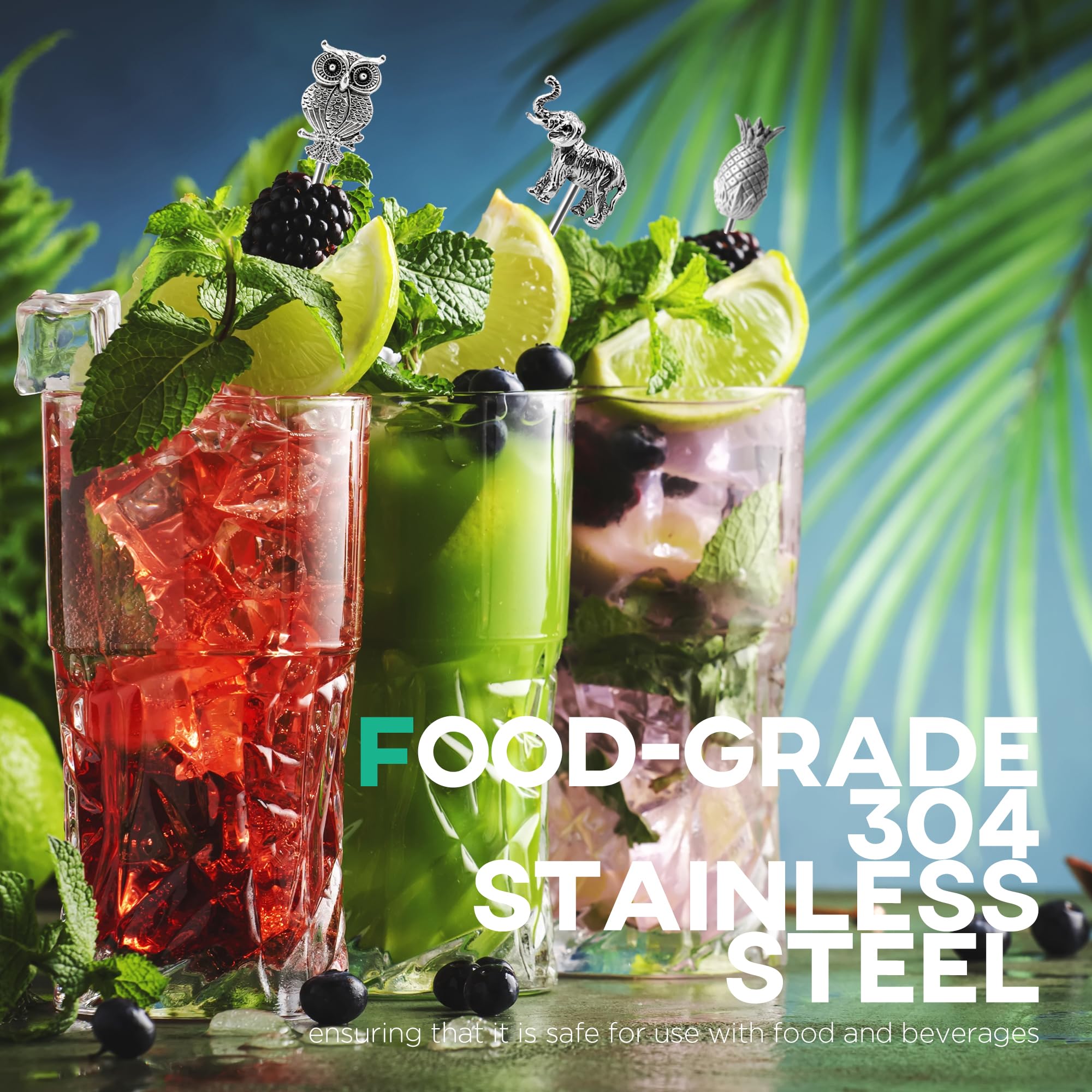 Homestia garnishing skewers for drinks ideal for olives and citrus.