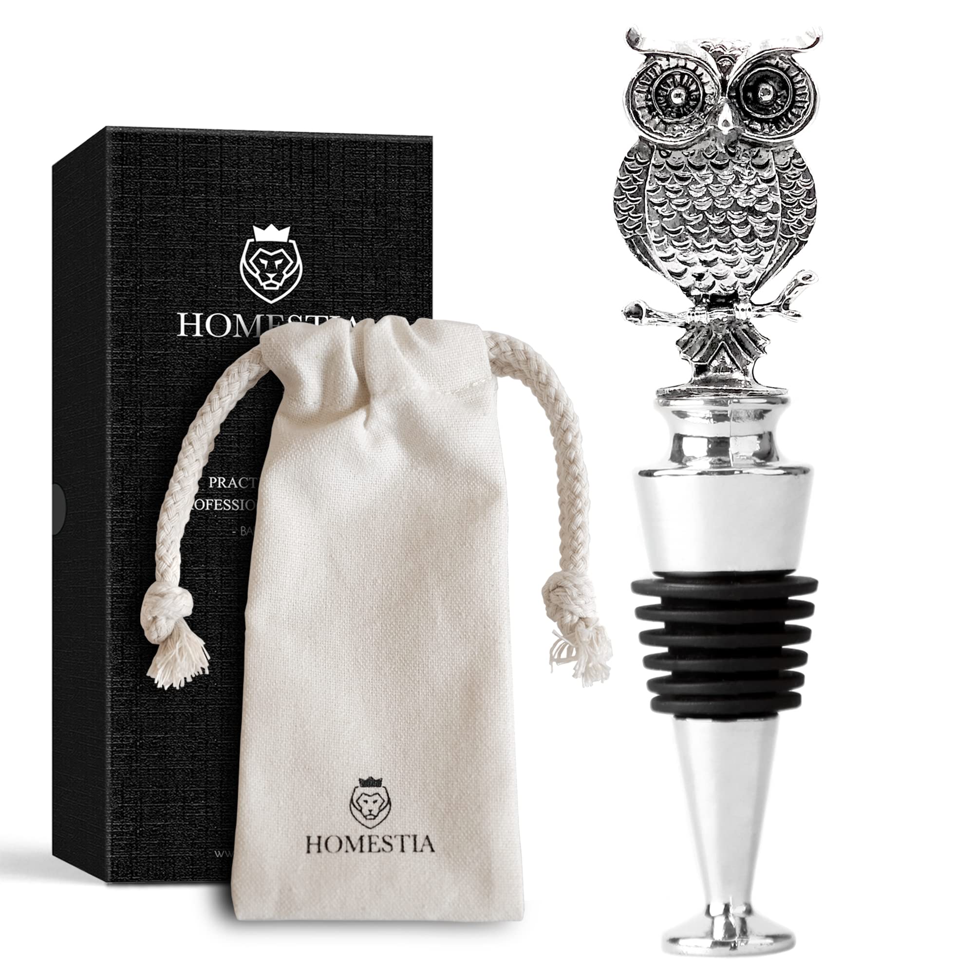 Homestia Owl Head Design wine stopper creates a stylish seal.