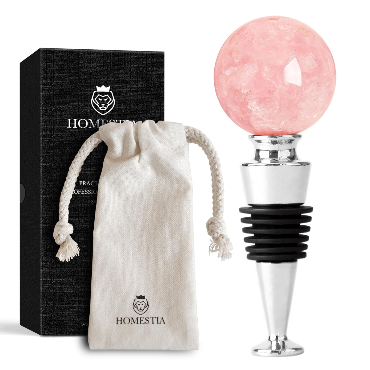 Homestia pink gemstone wine stopper in gift box adds elegance and freshness preservation